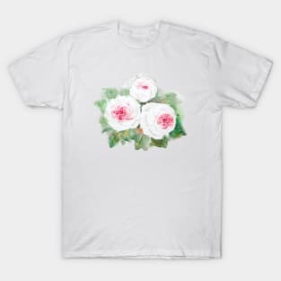 3 white and pink watercolor roses T-Shirt